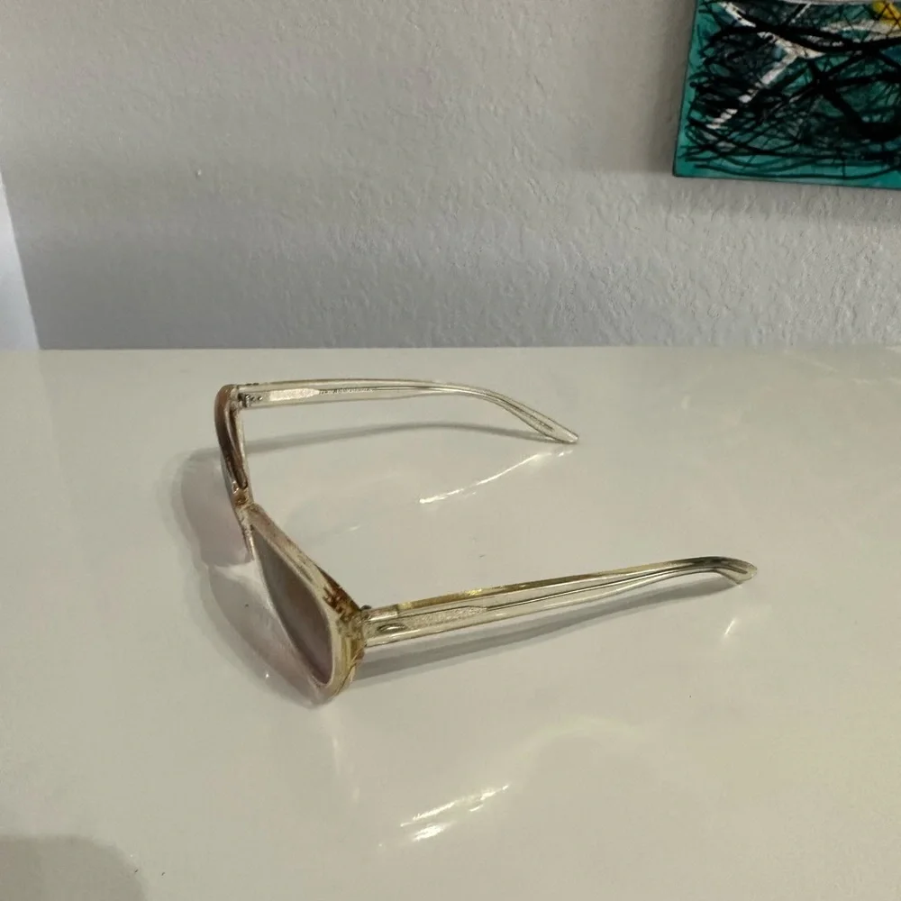 Barton Perreira Clear Frame Sunglasses with Pink Gradient Lenses